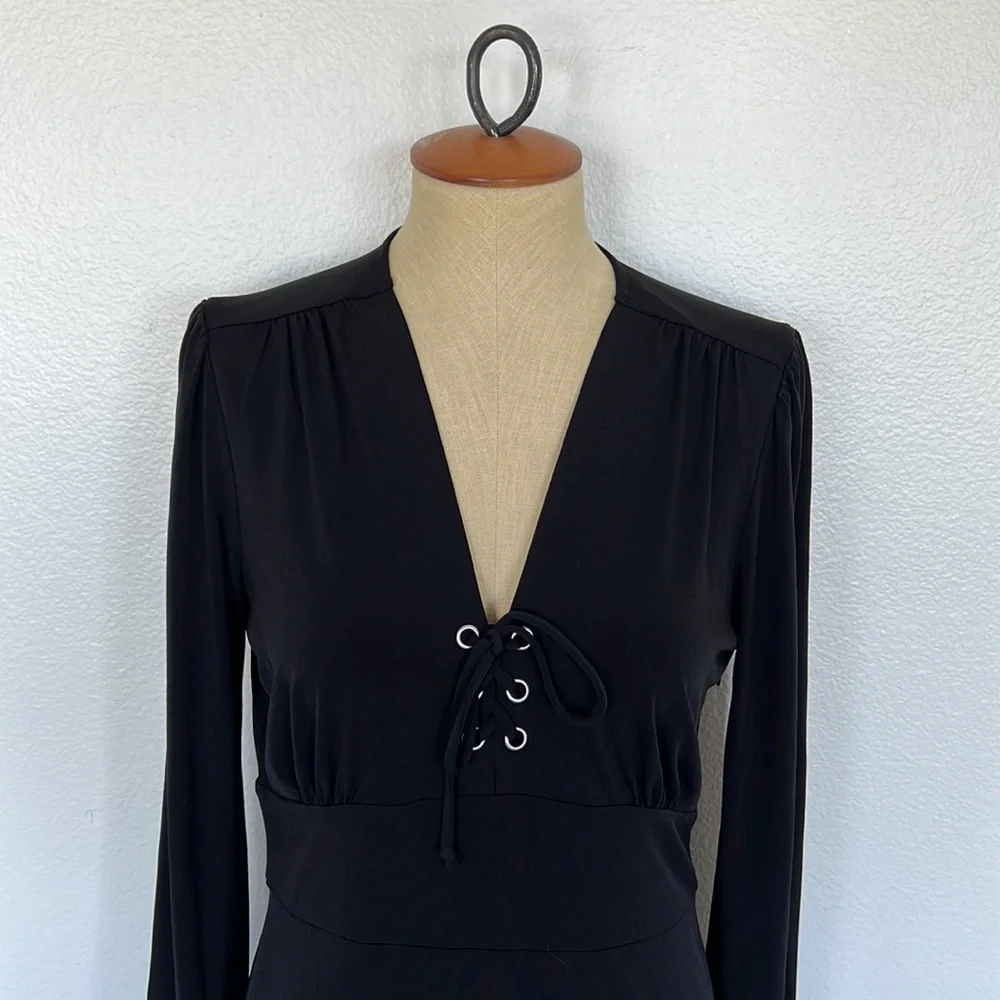 MICHAEL Michael Kors Women’s Long Sleeve Lace-Up Dress Black Size M - Picture 4 of 12